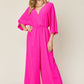 Casual Elegance Surplice Wide Leg Jumpsuit with Pockets