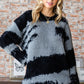 Art of the Abstract Pattern Contrast Feather Yarn Sweater