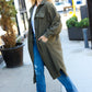 On Your Terms Olive Fleece Button Down Duster Jacket