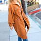 On Your Terms Camel Fleece Button Down Duster Jacket