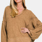 Casually Cool Brushed Hacci Exposed Seam Hoodie (Camel)