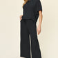 Out and About Textured Round Neck Short Sleeve T-Shirt and Wide Leg Pants