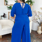 Casual Elegance Surplice Wide Leg Jumpsuit with Pockets