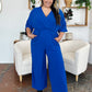 Casual Elegance Surplice Wide Leg Jumpsuit with Pockets