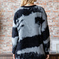 Art of the Abstract Pattern Contrast Feather Yarn Sweater