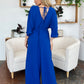 Casual Elegance Surplice Wide Leg Jumpsuit with Pockets