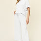 Out and About Textured Round Neck Short Sleeve T-Shirt and Wide Leg Pants