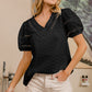 BiBi Ruffled V-Neck Eyelet Puff Sleeve Blouse