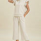 Fancy Frills Textured Ruffle Short Sleeve Top and Wide Leg Pants Set