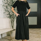 Contrast Charm Midi Black Dress
