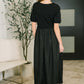 Contrast Charm Midi Black Dress
