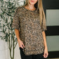 Feline Fine Ribbed Knit Relaxed Tee in Mocha
