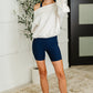 Gym and Juice Ribbed Knit Biker Shorts in Navy