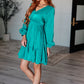 Head Held High V-Neck Balloon Sleeve Dress