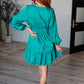 Head Held High V-Neck Balloon Sleeve Dress