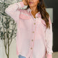 Hot & Unbothered Full Front Button Down Shacket in Pink