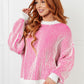 Least High Maintenance Contrast Trim Sweater in Pink