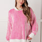 Least High Maintenance Contrast Trim Sweater in Pink