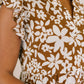 Lizzy Forever Flutter Sleeve Dress in Basic Mocha and White Floral