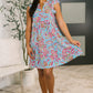 Lizzy Forever Flutter Sleeve Dress in Blue and Pink Paisley Floral