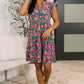 Lizzy Forever Flutter Sleeve Dress in Green and Pink Floral
