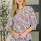 Lizzy Smock Top in Mint and Pink Floral Paisley