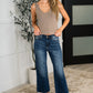 Maisie High Waist Back Pocket Embroidery Crop Wide