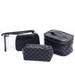 Subtly Checked Cosmetic Bags set of 4 in Black