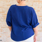 Up For Anything V-Neck Blouse in Navy