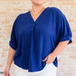 Up For Anything V-Neck Blouse in Navy