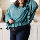 Winging It Ruffle Detail Top in Teal