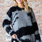 Art of the Abstract Pattern Contrast Feather Yarn Sweater