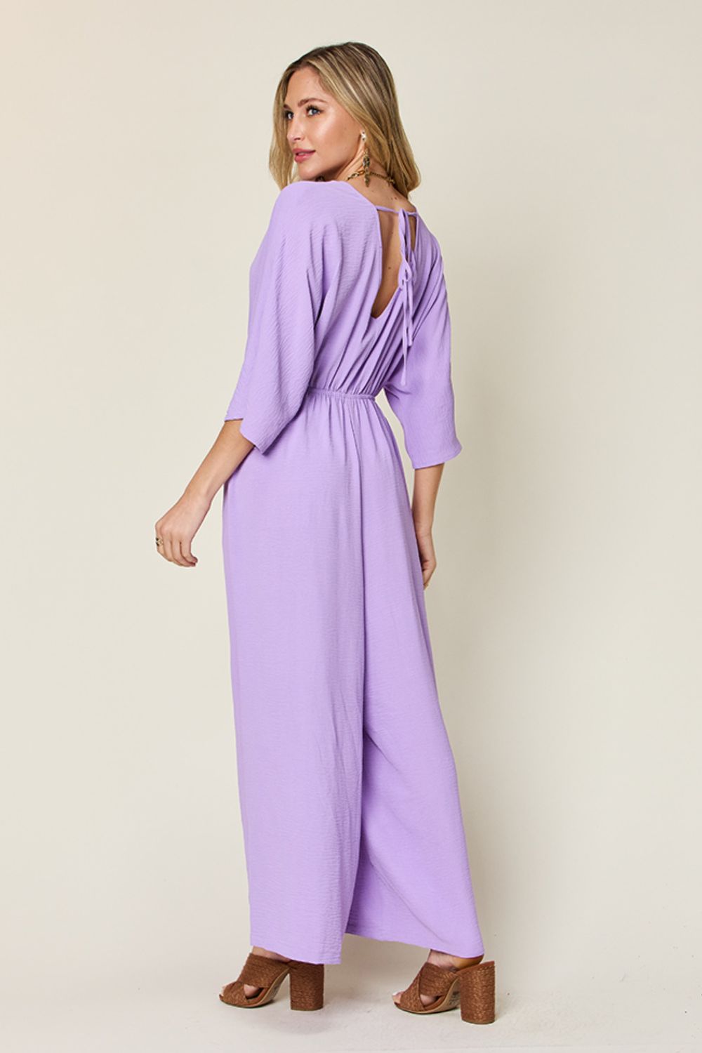 Casual Elegance Surplice Wide Leg Jumpsuit with Pockets