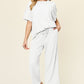 Out and About Textured Round Neck Short Sleeve T-Shirt and Wide Leg Pants