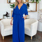 Casual Elegance Surplice Wide Leg Jumpsuit with Pockets