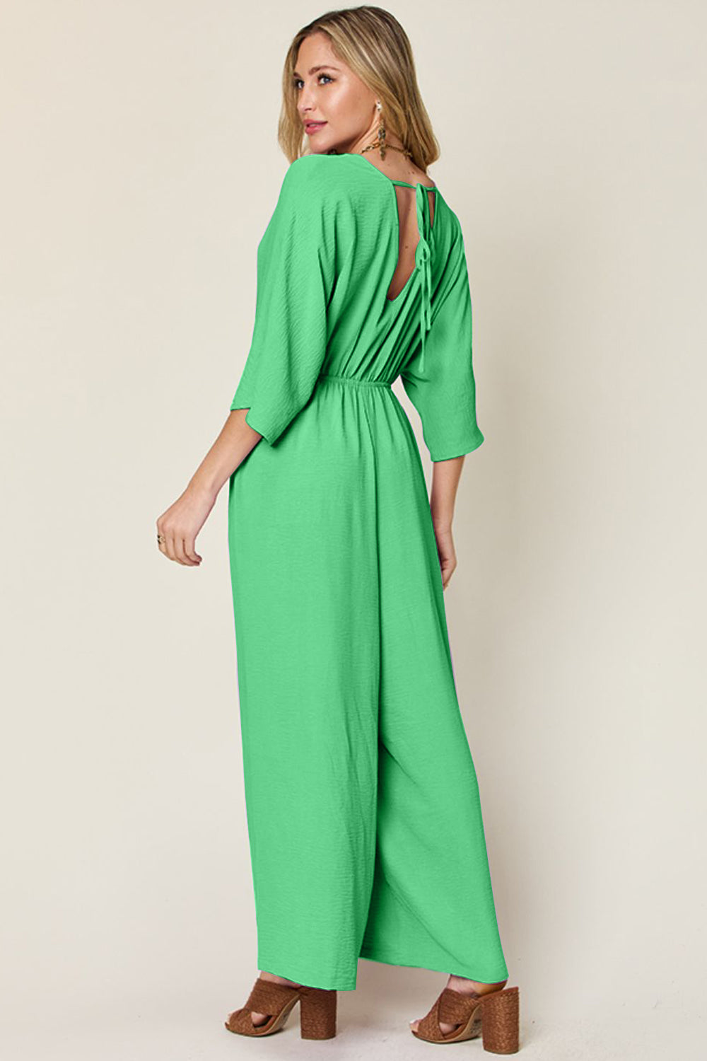 Casual Elegance Surplice Wide Leg Jumpsuit with Pockets