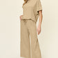 Out and About Textured Round Neck Short Sleeve T-Shirt and Wide Leg Pants