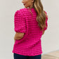 And The Why Full Size Bubble Textured Puff Sleeve Top