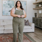 Olivia Control Top Release Hem Overalls in Olive