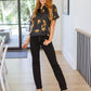 Party Animal Leopard Print Satin Set in Black