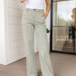 Phoebe High Rise Front Seam Straight Jeans in Sage