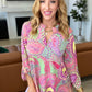 Lizzy Top in Green and Pink Paisley